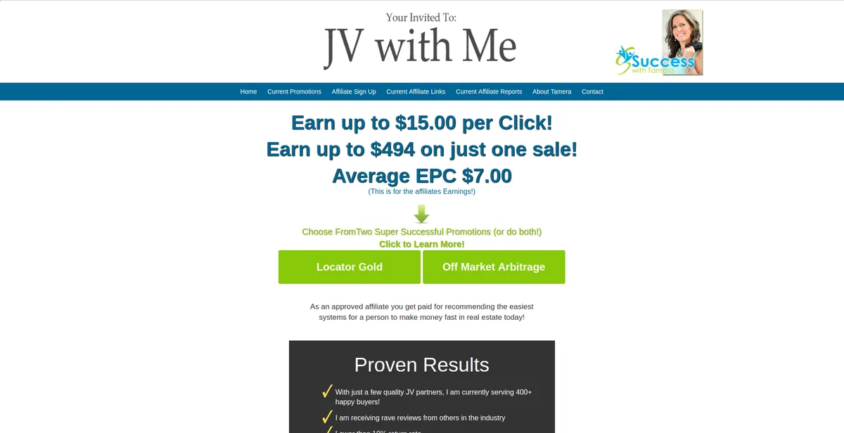 Screenshot of the Make Money With Tamera website